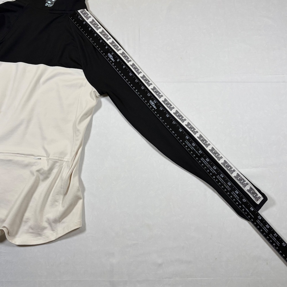 Pink Victoria's Secret Ultimate Quarter Zip Pullover Black White Logo Small - Picture 11 of 12